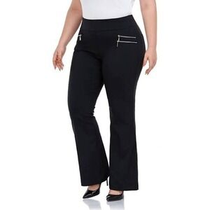 NWT Women's INNO Plus Size Stretch Bootcut Pull On Black Dress Pants 33"‎ X 30"